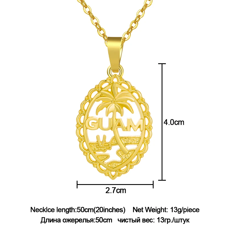 Ожерелья для женщин Модный золотой цвет флаг Гуама карта кулон ювелирные изделия