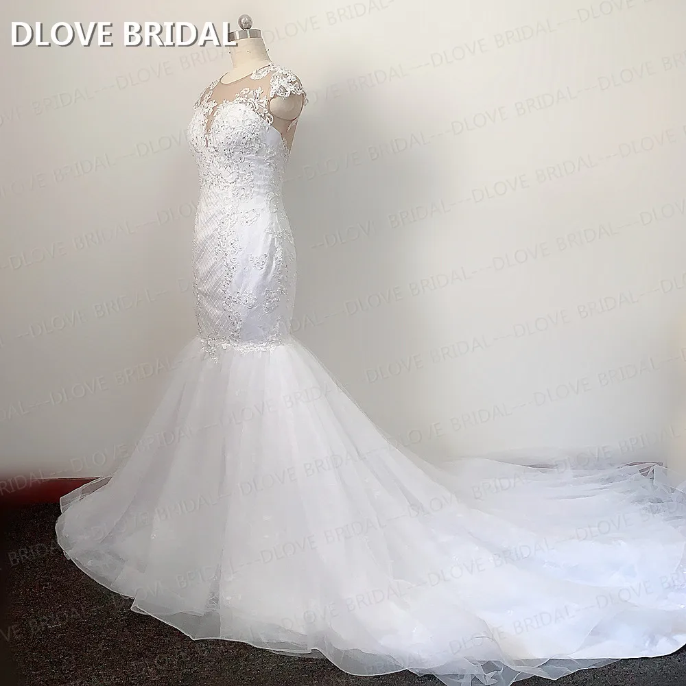 

New Boho Mermaid Lace Wedding Dress Factory Custom Made Real Photo Beaded Lace Bridal Gown Unique Back