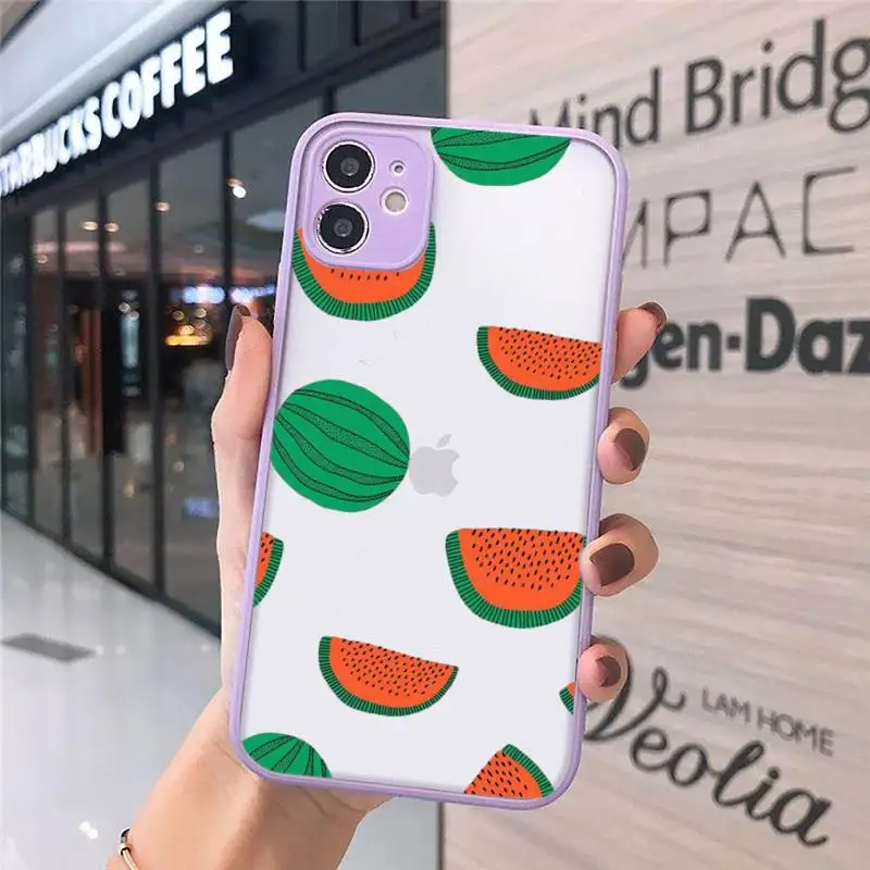 

Summer fruit watermelon Phone Case Matte Transparent for iPhone 7 8 11 12 s mini pro X XS XR MAX Plus cover funda
