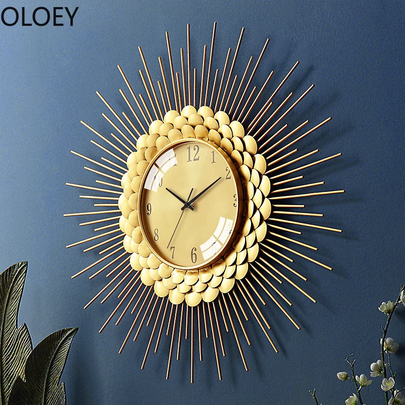 Золотые декорация настенные часы большие металлические современные