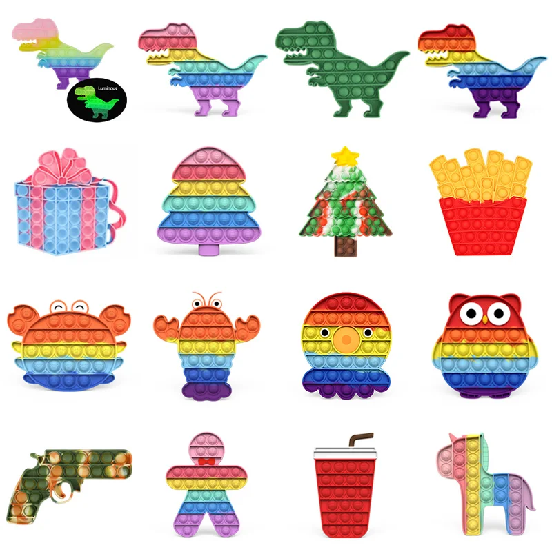 Rainbow Bubble Pops Fidget Kids Toy Sensory Autisim Special Need Its Anti-stress Stress Relief Squishy Fidget Toy Random Color