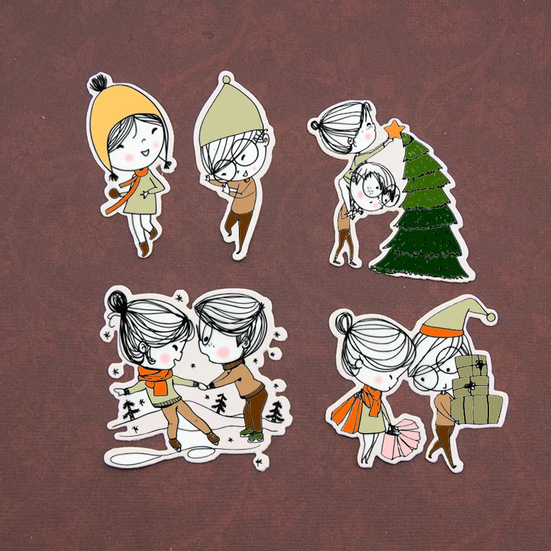 Christmas Cartoon Friends Girl Boy Transparent Clear Silicone Stamp Cutting Dies DIY Scrapbooking Album Decorative Card Making | Дом и сад