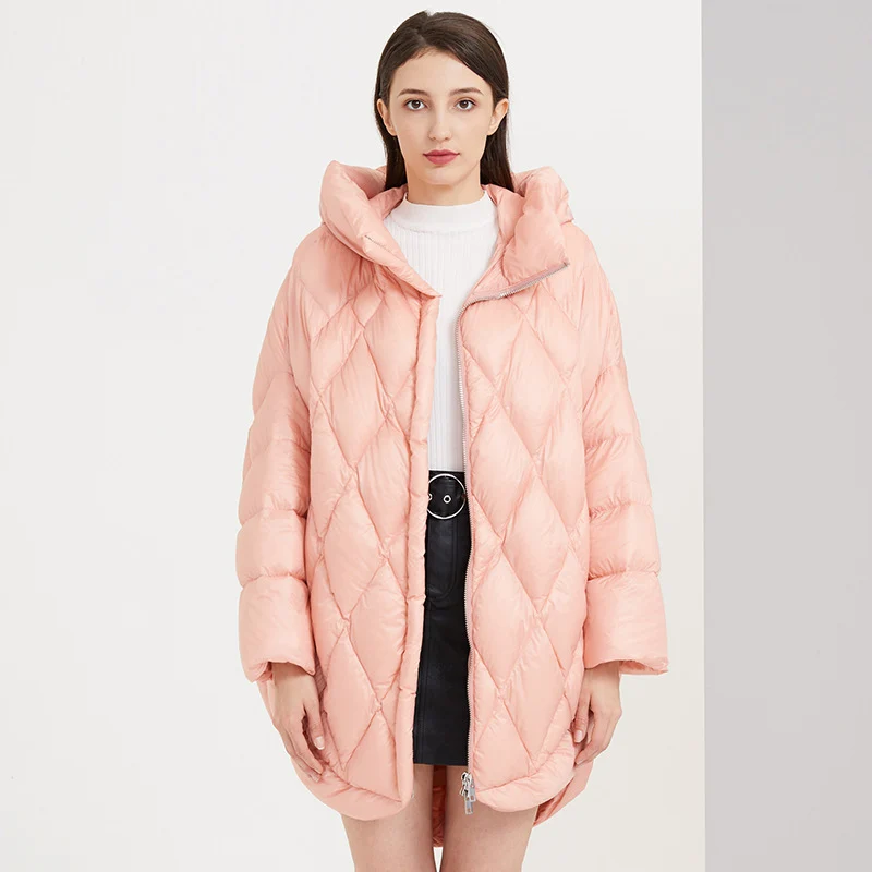 YR0021Pink Kjmyyx осенне-зимний женский пуховик Высококачественная Белая куртка на гусином пуху с капюшоном свободное Женское пальто большого размера - Цвет: YR0021Pink