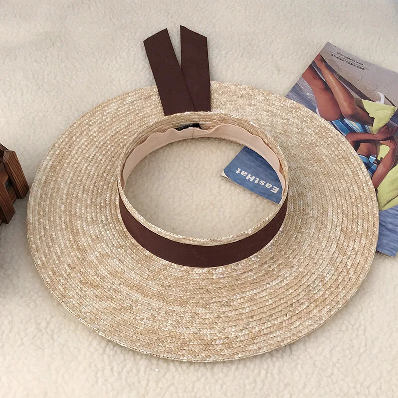 Женские солнцезащитные козырьки соломенная лента полый Солнцезащитный козырек
