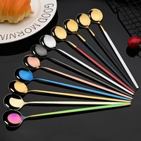 6pcs coffee stirring spoon cutlery set juice colorful tea spoons dinnerware ice cream long handle scoop tableware kitchen tools
