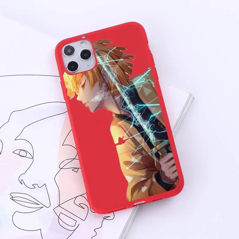 

Japan Anime Kimetsu no Yaiba Phone Case Red Candy Color for iPhone 6 7 8 11 12 s mini pro X XS XR MAX Plus