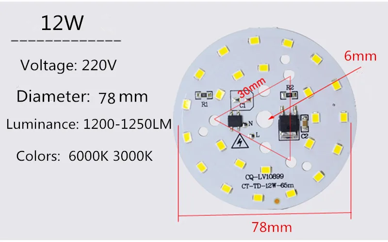 20 шт. SMD 2835 Светодиодный светильник PCB, диммируемая интегрированная умная IC AC 220V Драйвер Белый ww 3W 5 Вт 7 Вт 9 Вт 12 Вт 15 Вт 18 Вт blubs светильник