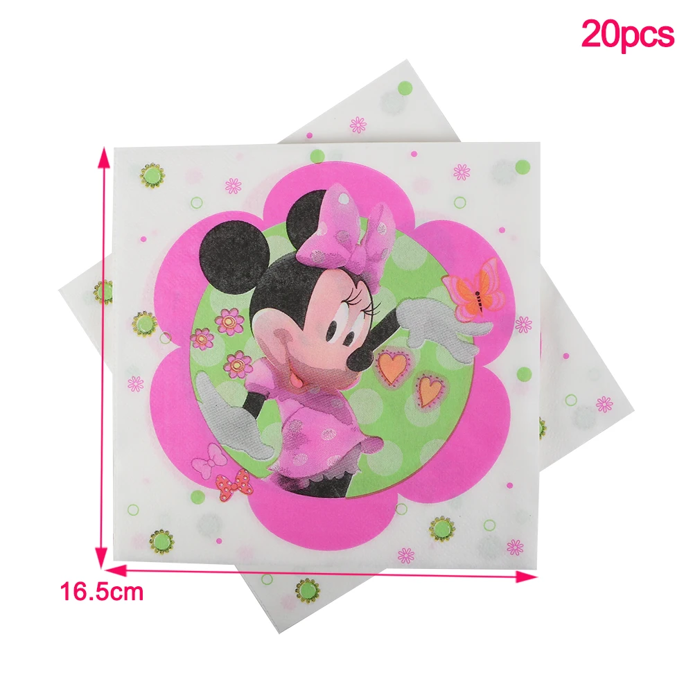 Kids Birthday Party Minnie Mouse Decoration Supplies Paper Cup Plate Napkins Banner/Flag Hat Straws Candy Box Tablecloth Suit images - 6