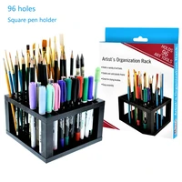 1pc 96holes square penholder blackgreypink paint brush pen holder rack display stand support holder painting brush for drawing