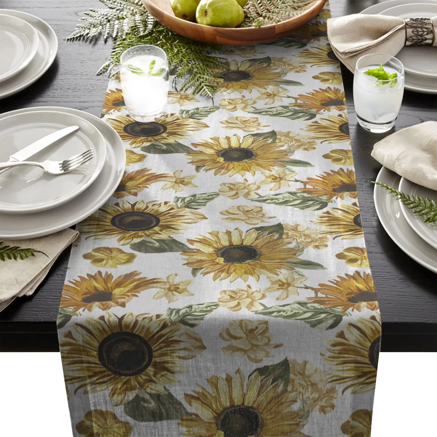 Тематика Дня матери акварельные Подсолнухи цветочный дизайн скатерти свадебные