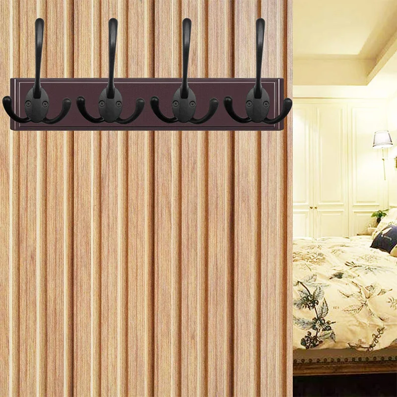 

6PCS Big Heavy Duty Three Prongs Coat Hooks Wall Mounted with 12 Screws Retro Double Utility Rustic Hooks for Thick Coat