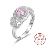 real solid 100 925 sterling silver wedding rings for women luxury natural pink gemstone engagement ring jewelry wholesale