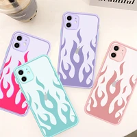 jamular fashion flame pattern fire phone case for iphone 13 12 11 pro 7 x xs max xr se2 8 6s plus matte silicone cover coque