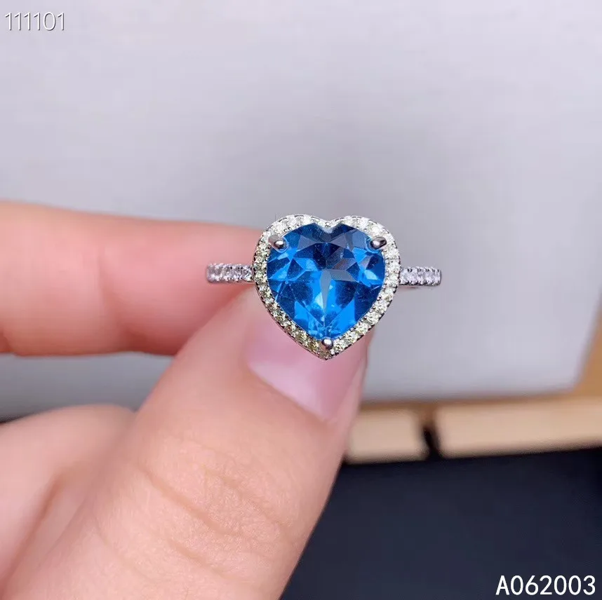 

KJJEAXCMY fine Boutique jewelry 925 sterling silver inlaid natural gem blue topaz new Female ring woman girl Support Detection