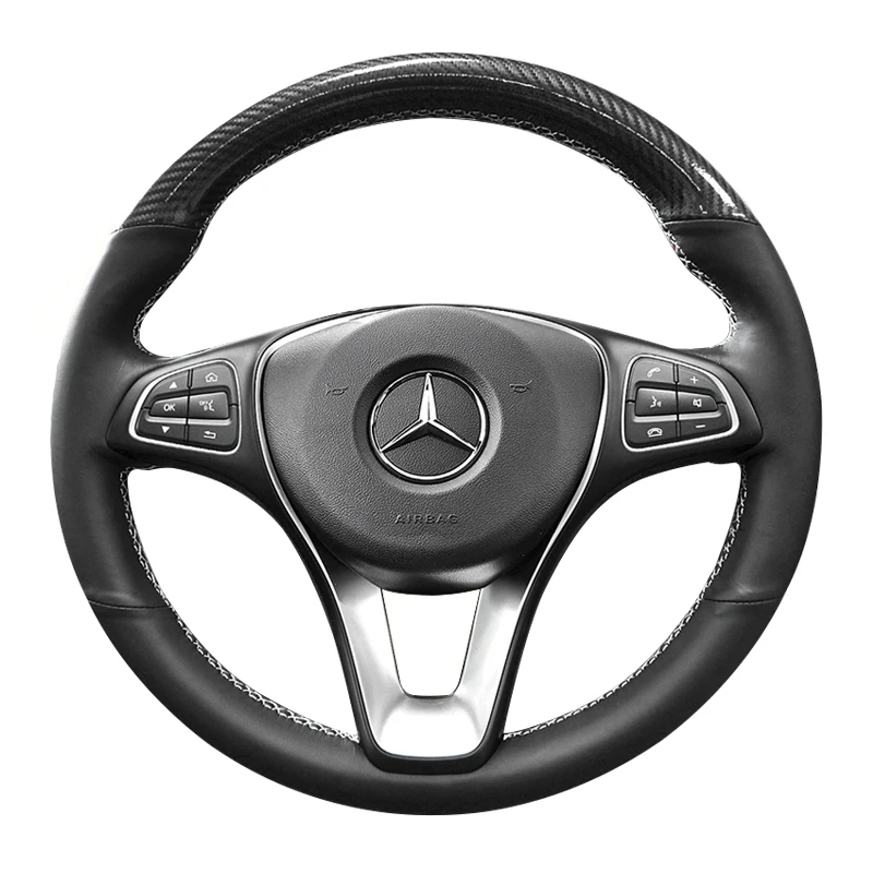 

DIY hand sewn 3D leather steering wheel cover for Mercedes Benz C200l E200l E300l GLC260l c260l GLA200