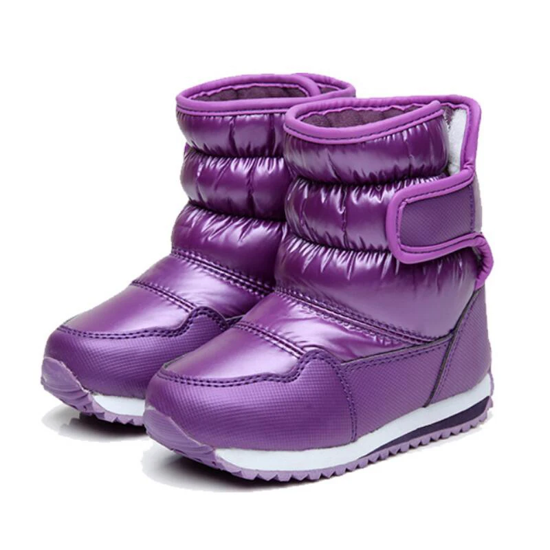 ULKNN Children's Snow Boots For Girls Winter Hiking Shoes Warm Kids Boys Shoes for Girl Size 23-36 Snow Boots Platform Ankle PU
