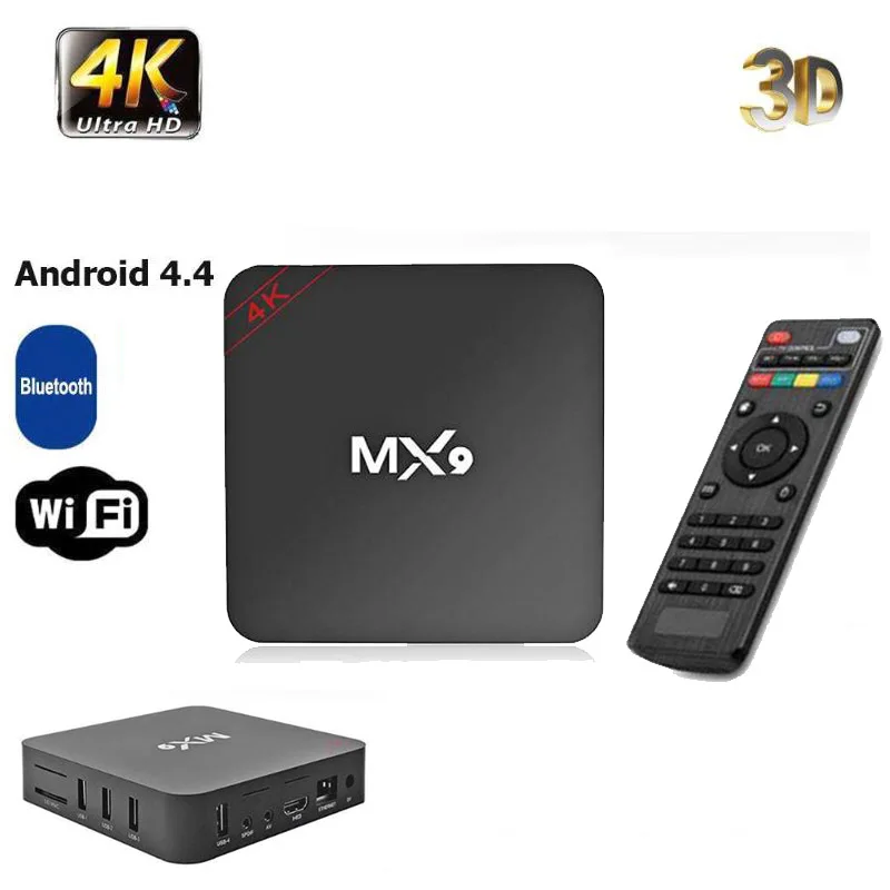 

MX9 4K 4 ядра 1 ГБ Оперативная память 8 ГБ Встроенная память Android 4,4 ТВ коробка Android 2,0 HD HDMI совместимых с SD слот 2,4 ГГц Wi-Fi, Декодер каналов кабельно...