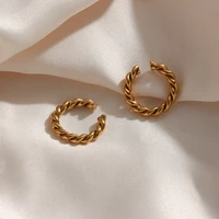 2021 trendy twist chain ear clip earrings for women 18k gold plated unique design earring high quality jewelry wholesale
