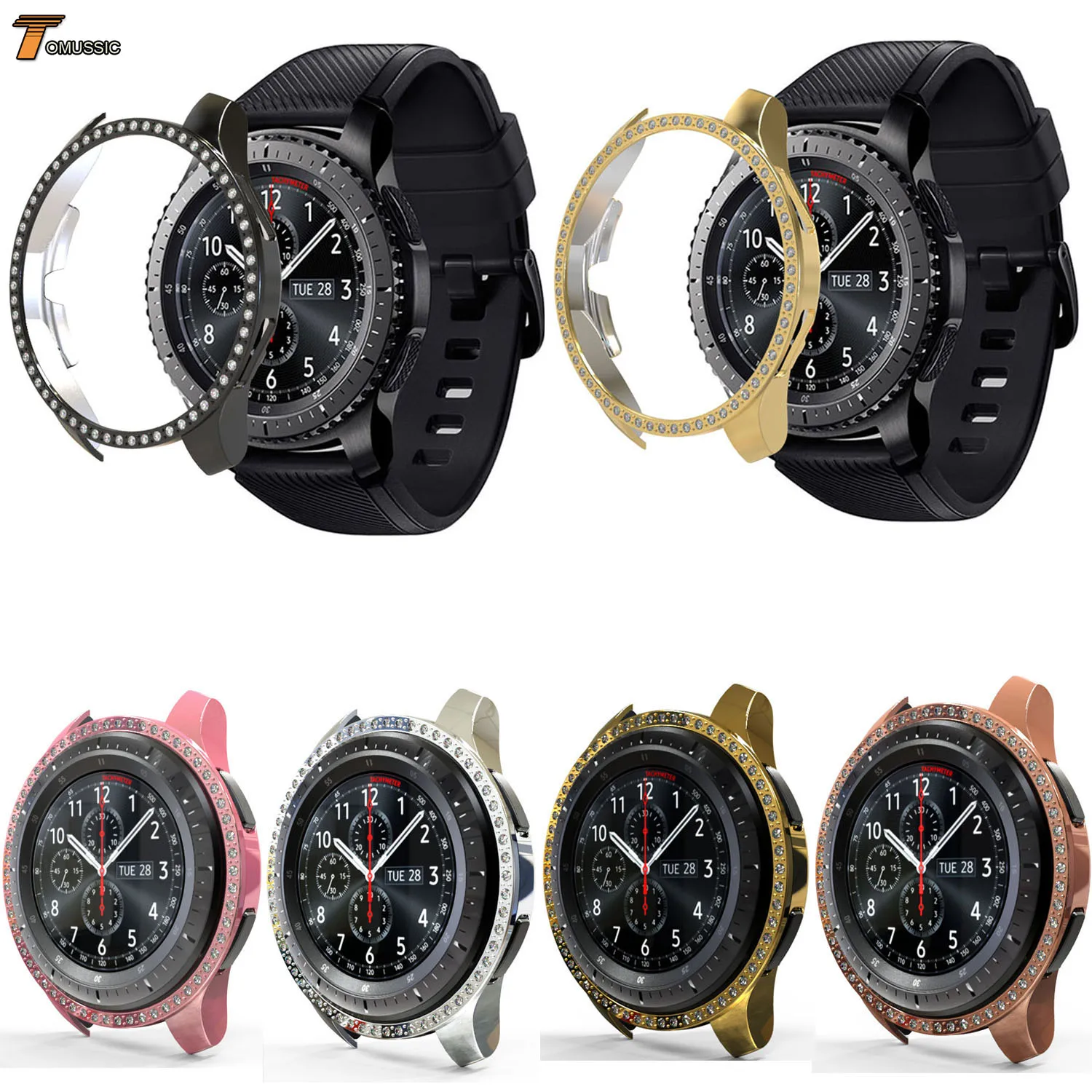 

Gear S3 Frontier чехол для samsung Galaxy Watch 46 мм 42 мм Чехол Круглый Алмазный ПК чехол-бампер