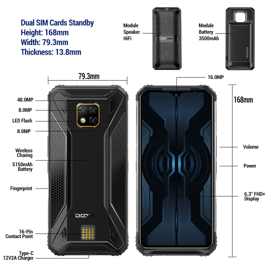 Новый DOOGEE S95 Pro модульный прочный мобильный телефон 8 Гб 128 ГБ Helio P90 6 3 дюймов