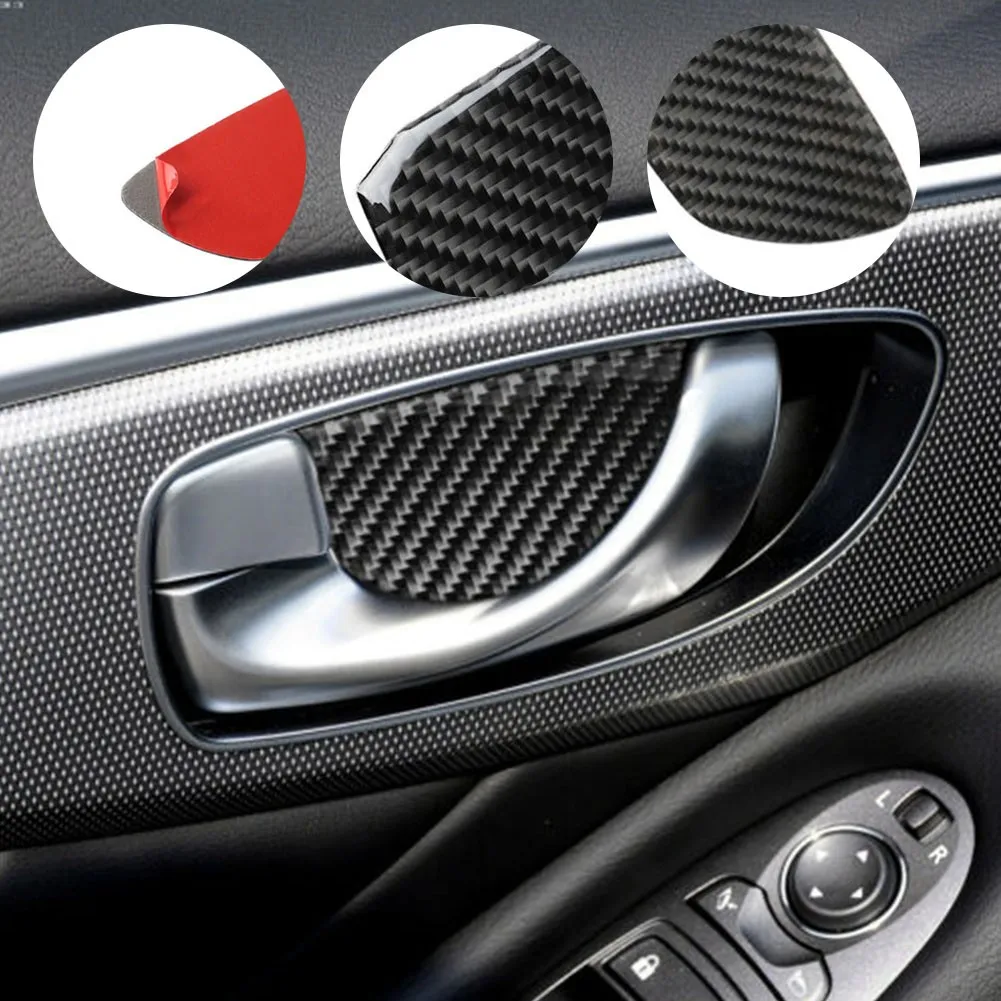 

4Pcs /kit Door Handle Bowl Cover Accessories Car Carbon Fiber Inner Parts