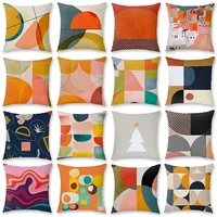 1pc retro geometric abstract pattern printed super soft velvet home decoration pillowcase car sofa cushion cover pillow case