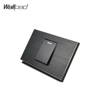 au us push button 1 gang wall switch wallpad l3 black metal panel 11872mm 2 way control wall panel with fluorescent indicator