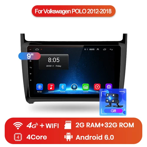 4G (2GB 32GB) Junsun V1Android 9,0 2G+ 32G DSP автомобильный Радио мультимедийный видео плеер для Фольксваген Поло 2012- седан навигация 2 din без dvd - Цвет: 4G (2GB 32GB)