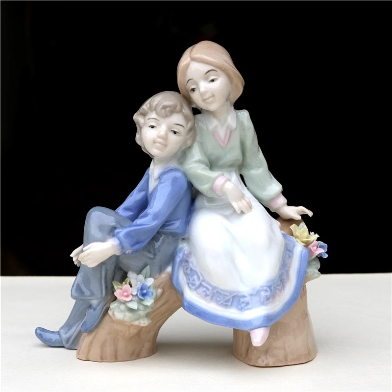 

Фарфоровая статуя Playmate для влюбленных, керамическая буколическая скульптура для пары, детство, бойфренд, орнамент, крафтовый декор, подарок...