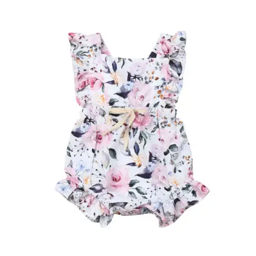 

Summer 3M-18M Baby Girls Romper Clothes Girl Flower Print Jumpsuit Infant Playsuit Newborn