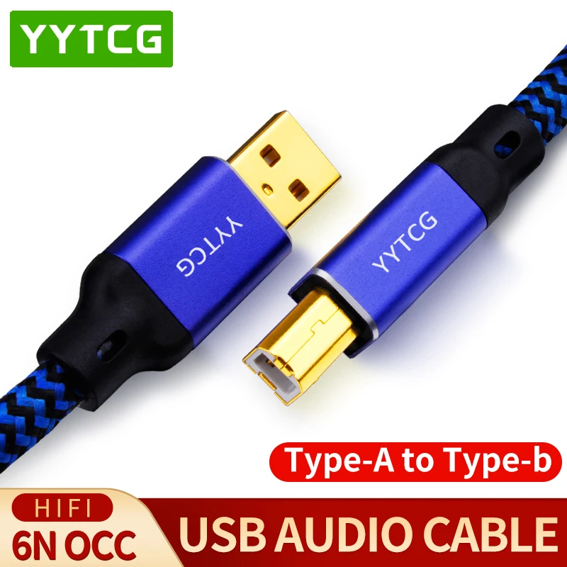 YYTCG Hifi USB Cable DAC A-B A-C A-A C-B C-C Alpha 6N OCC Digital AB Audio A to B high-end Type A to Type B Hifi Data Cable