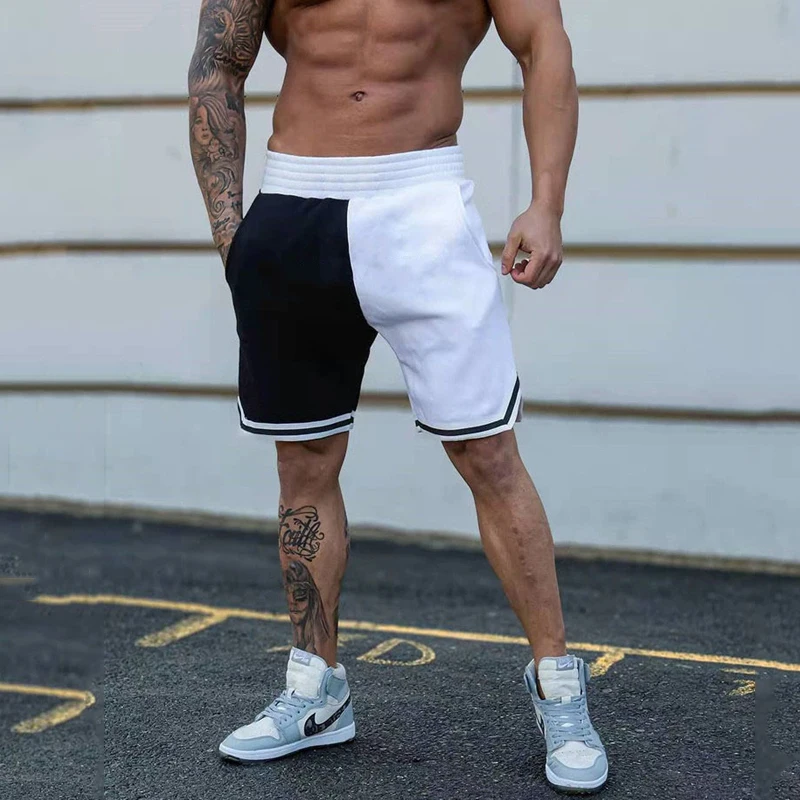 

2021 new men's sports fitness color matching shorts breathable soccer training fashion brand casual SHORTS MEN