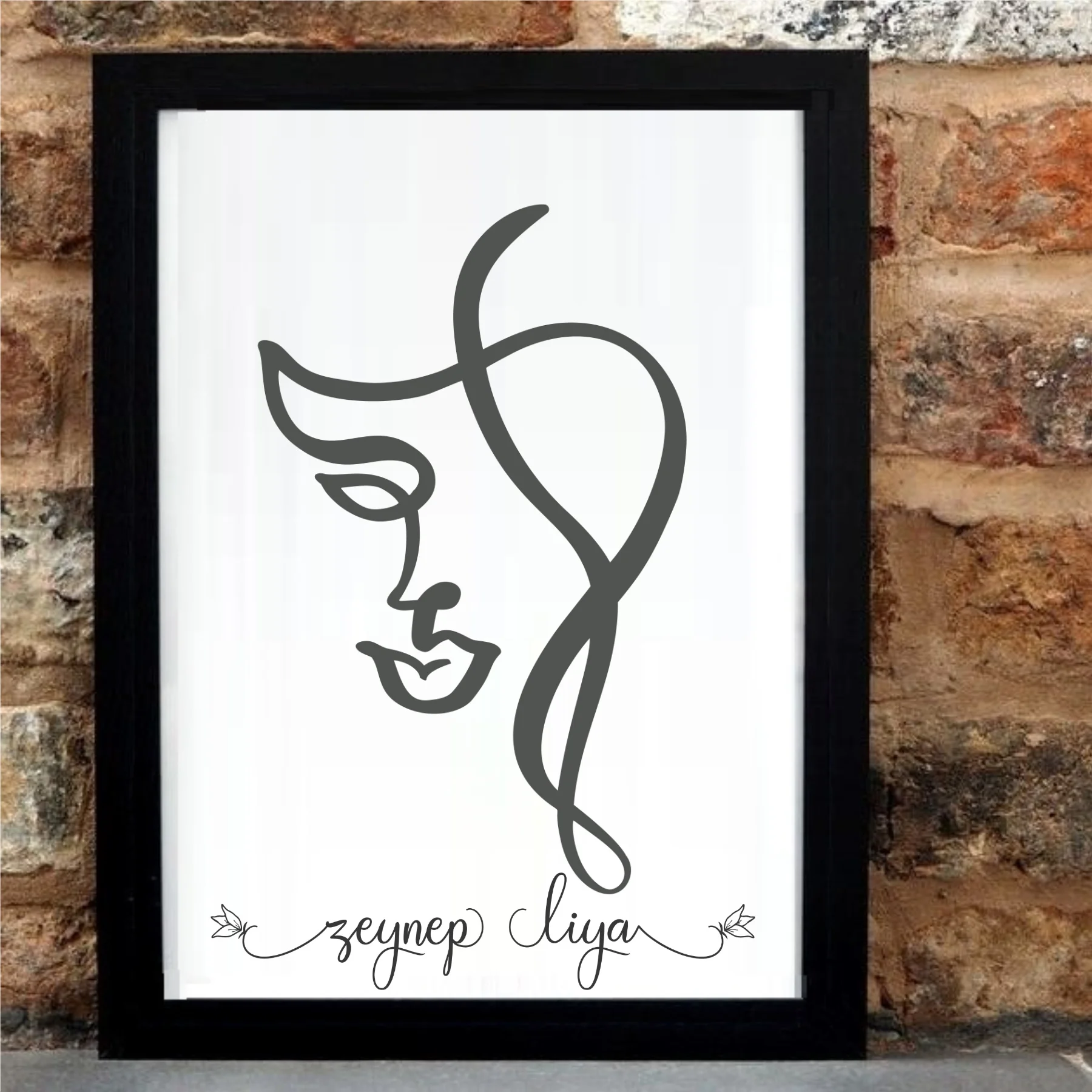 

Personalized Name Written Charcoal Face Designer Frame-Y8