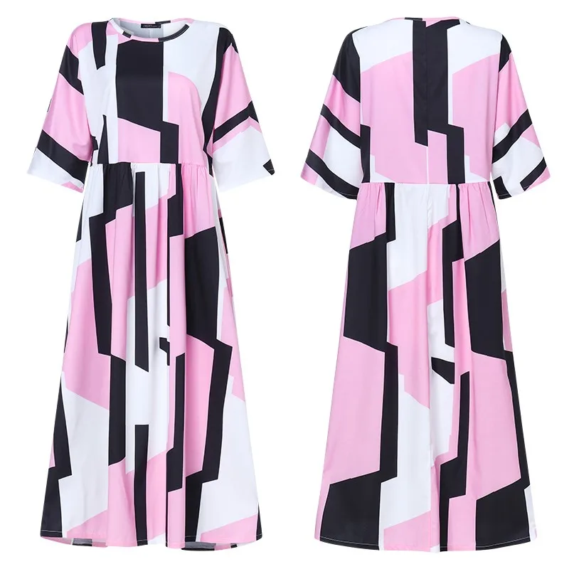 Платье ZANZEA женское длинное с геометрическим принтом модный Повседневный Сарафан