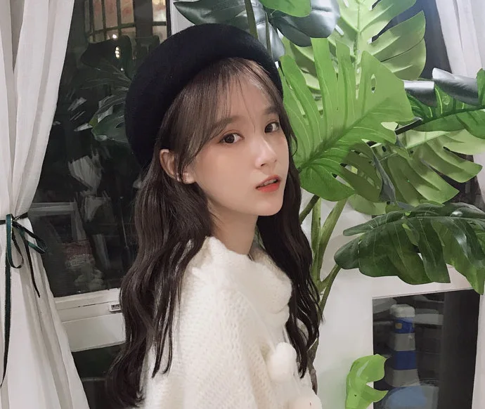 

Women Girls Beret French Artist Warm Wool Winter Beanie Hat Retro Vintage Plain Beret Solid Color Elegant Ladies