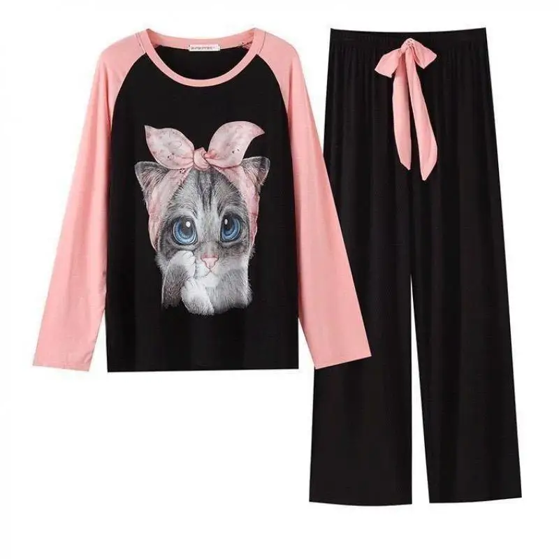 

Tonngirls Pyjamas Set Women Spring And Autumn Cute Casual Sleepwear Long Sleeve Cartoon Nightwear Female Homewear Pijama Mujer