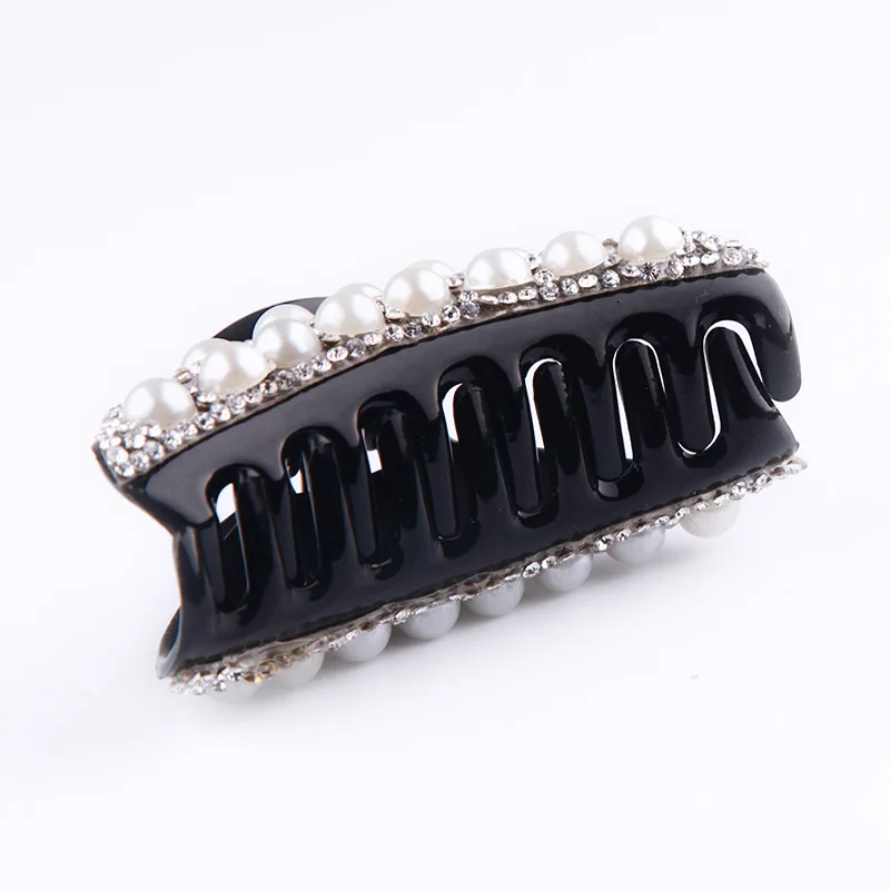 

Women Pearl Rhinestone Hair Claws Geometric Hair Clips Crab Hairpin Barrettes