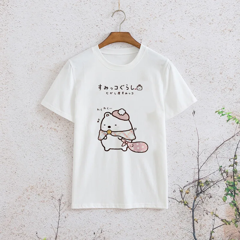 Модные футболки в стиле аниме Sumikko gurashi Повседневная рубашка с коротким рукавом
