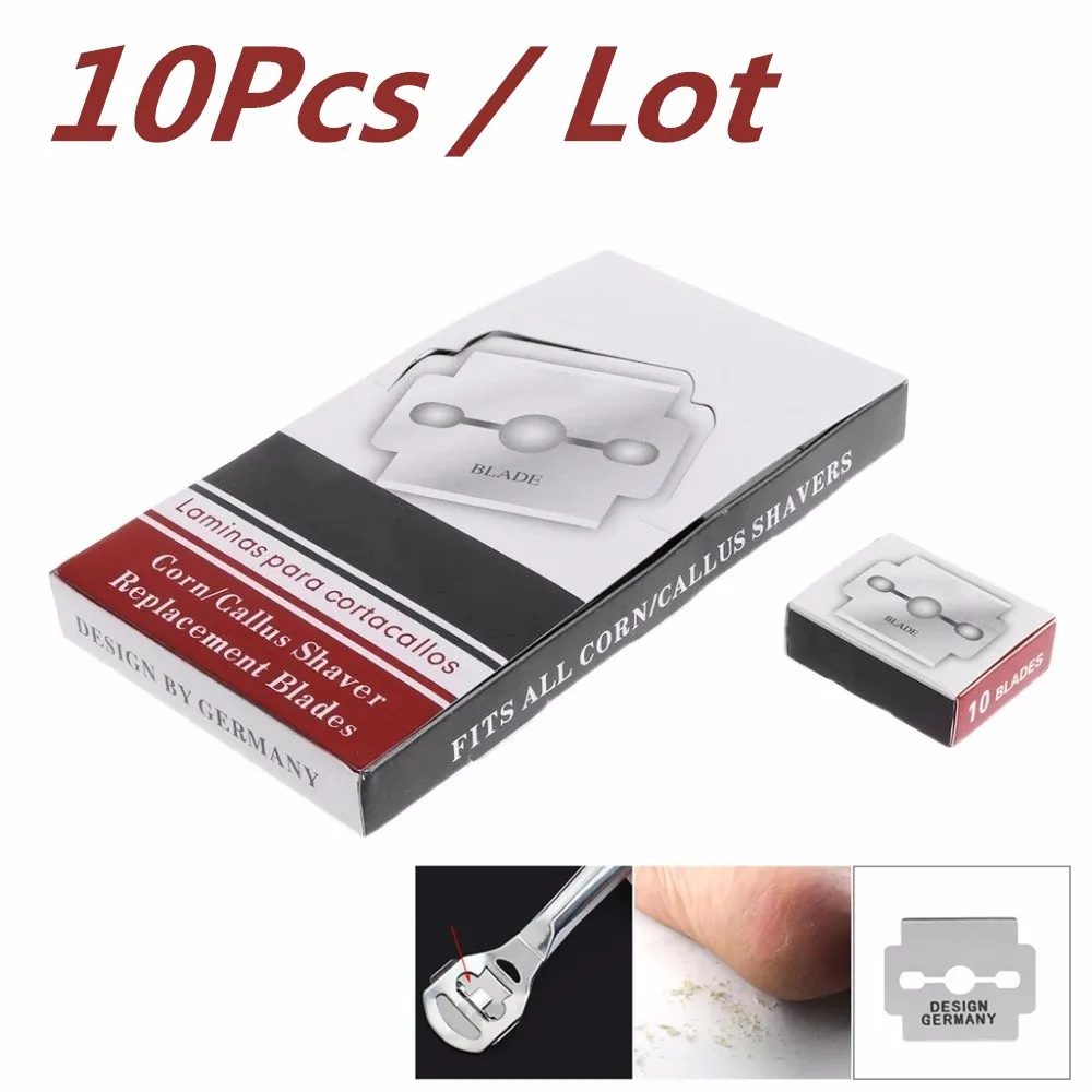 

10 шт. Серебряные сменные лезвия из углеродистой стали для средства для удаления жесткой кожи, ручной пилки для ног, педикюрной машины