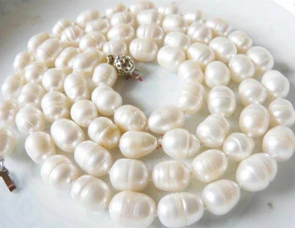 

New Gorgeous 8-9mm irregular white Akoya pearl necklace 32inch natural Luxury Ms. girl Wedding Jewelry