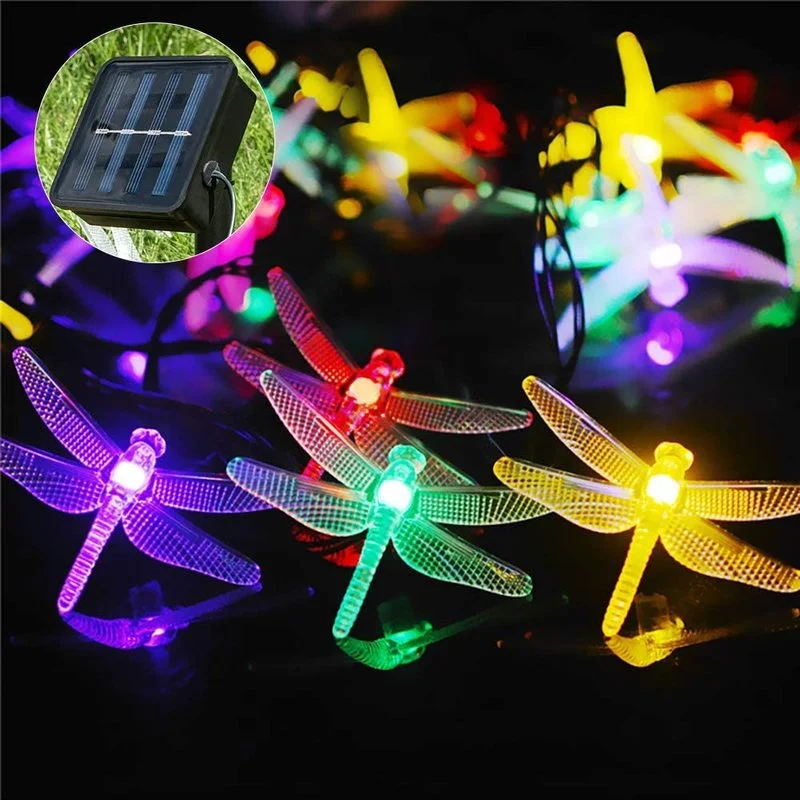 

5m 20LED Dragonfly Solar String Lights Outdoor Waterproof 8 Mode Decorative Light for Patio Garden Yard Fence Wedding Christmas