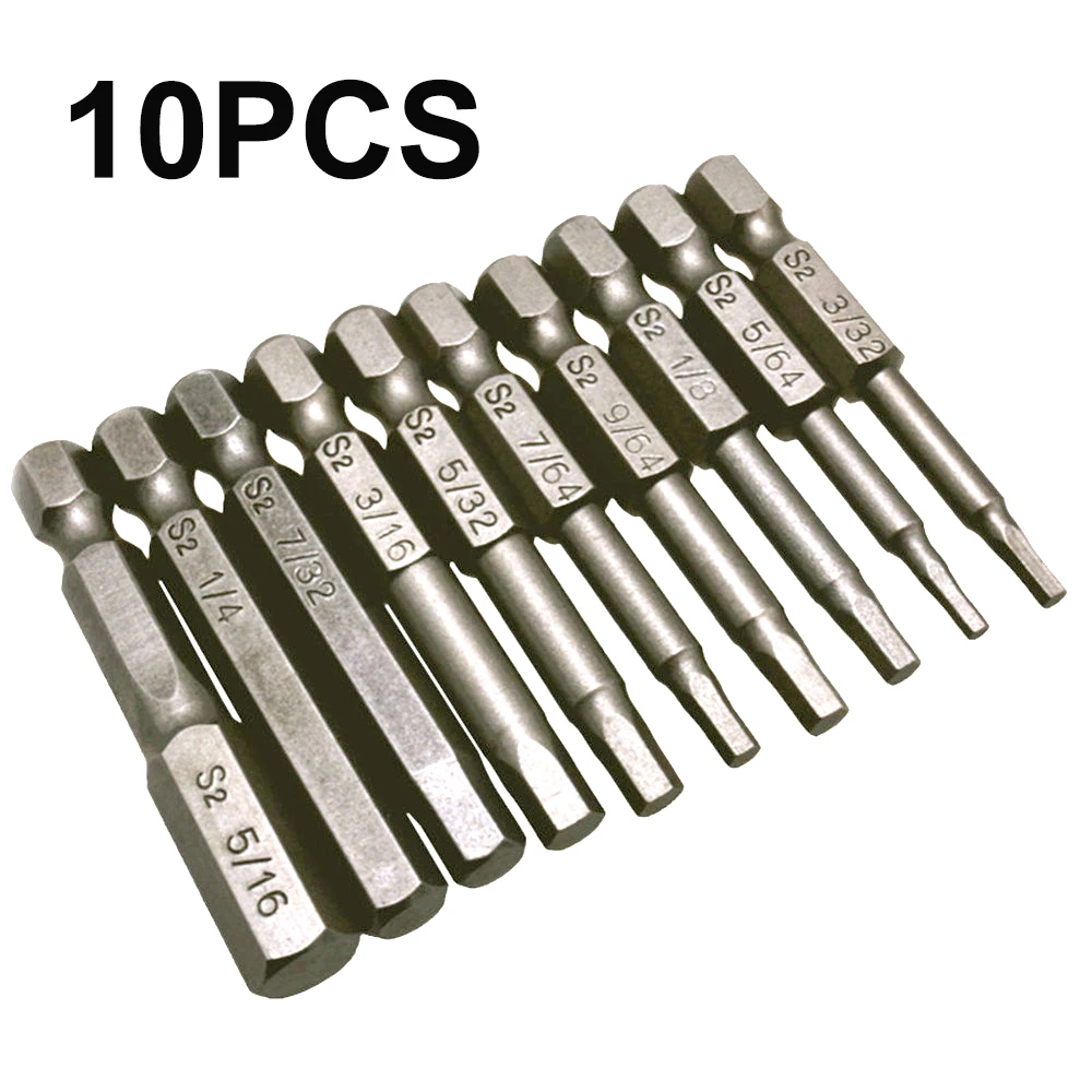 

10pcs Quick Release Screwdriver Kits Wrench Drill Bit Magnet Tips Imperial Hex Shank Screwdriver Bits