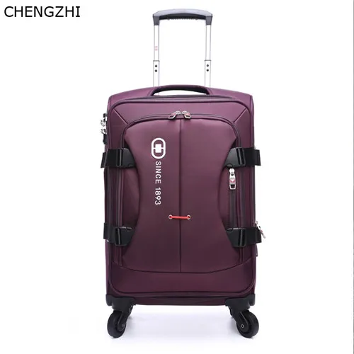 purple CHENGZHI мужская деловая сумка на колесиках 20 дюймов, тележка с паролем, чемодан на колесиках 2" 28 дюймов, дорожная сумка Оксфорд на колесиках - Цвет: purple