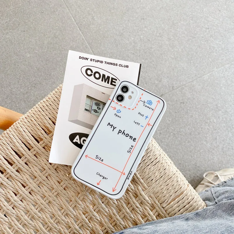 

Retro hand-painted doodle painting art Phone Case For iPhone 12 11 Pro Max Xr Xs Max 7 8 Plus 12 mini 7Plus case Cute Soft cover