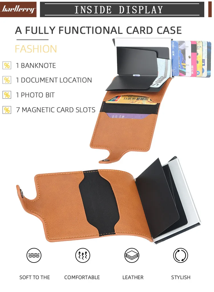 Baellerry, новинка, металлический, анти-Rfid кошелек, кредитный id держатель для карт, для мужчин и женщин, визитница, наличные, для карт, Карманный чехол, для кредитных карт