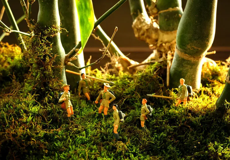 1/87 Model Train Ho Scale Adventure Figurines Diorama Kit Sand Table Scene DIY Micro Lndscape Fairy Garden Miniatures for layout | Игрушки и