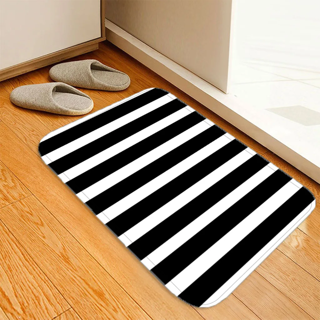 

Pattern Printing Black and White Zebra Pattern Style Flannel Floor Mats Durable Door Mats Home Mats Living Room Kitchen
