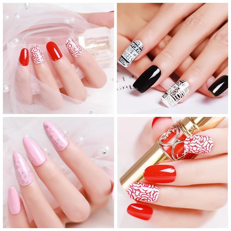 Elite99 8ml Nail Stamping Gel Polish Black White Stamp UV Gel Nail Polish Soak Off Gel Varnish for Nail Art Stamping Plate