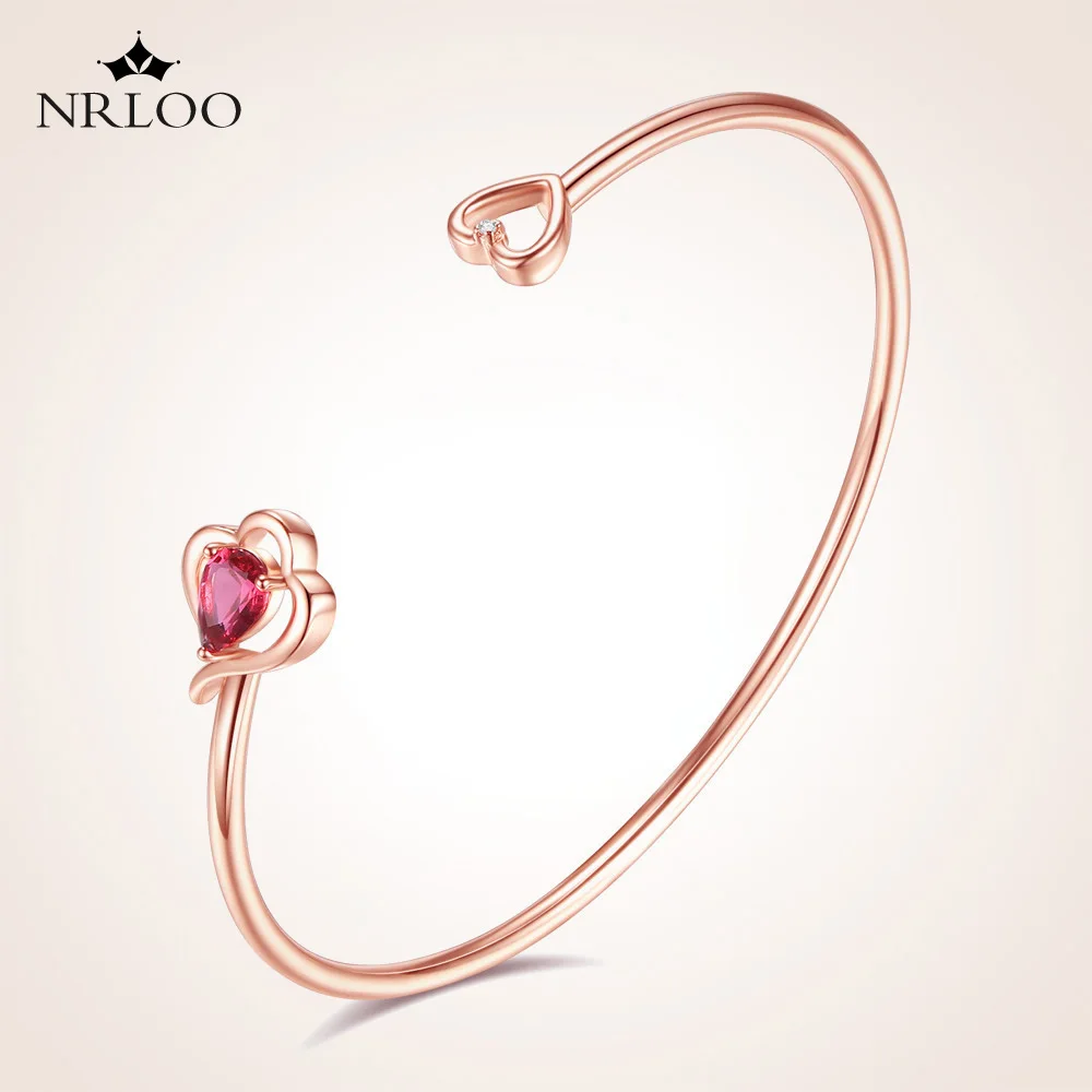 

Women Hollow Love Heart Moissanite Open Bracelet Bangles for Rose Golden Sweet Simple Temperament Valentine Gift Jewelry