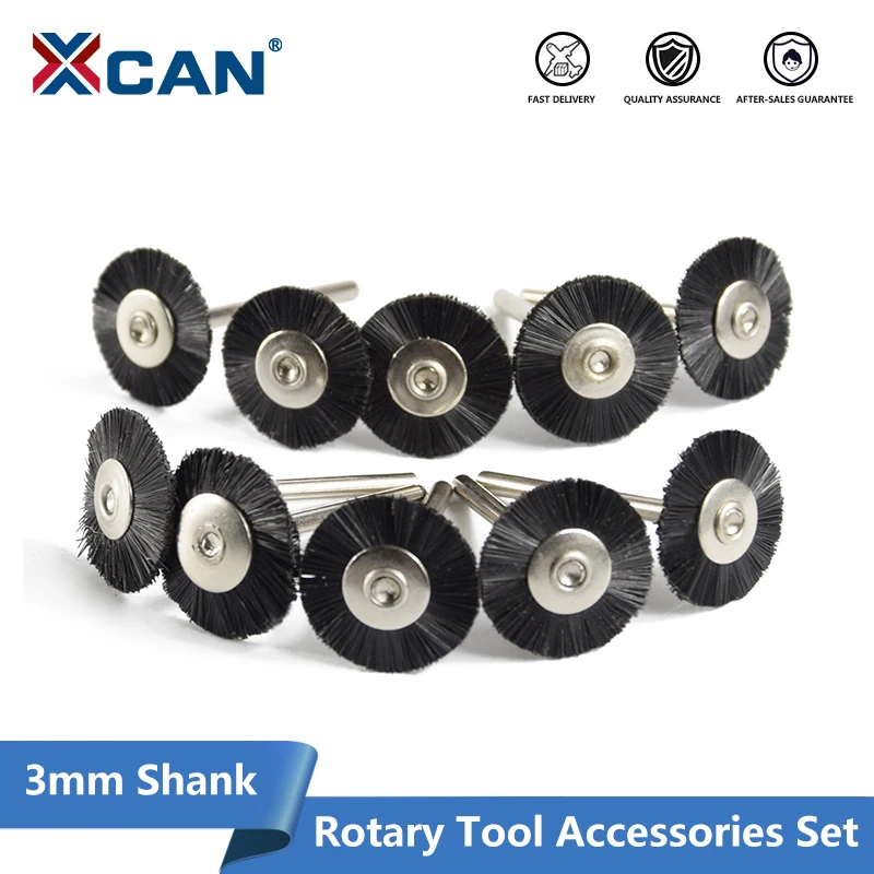 XCAN Polishing Wheel Brush 3.0mm Shank Nylon Wire Brush Disc for Wood Metal Polishing Rotary Tool Accessories Abrasive Tool Kit